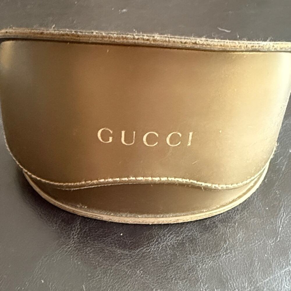 Authentic Gucci Metallic Gold Leather Sunglass Case